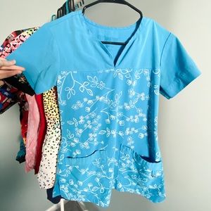 Grey’s Anatomy Blue Floral Scrub Top